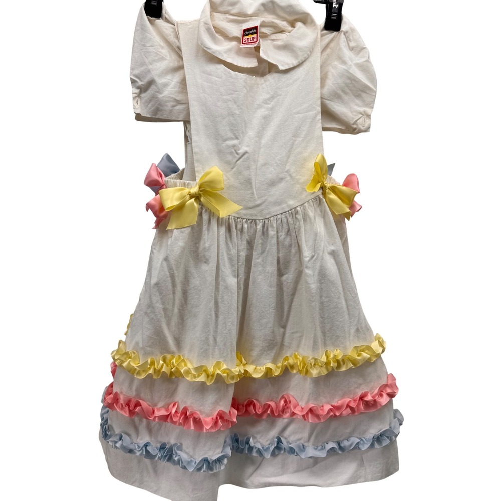 Vintage Chocolate Soup Girls 6X 7 Pinafore Dress Blouse Petticoat 3pc USA